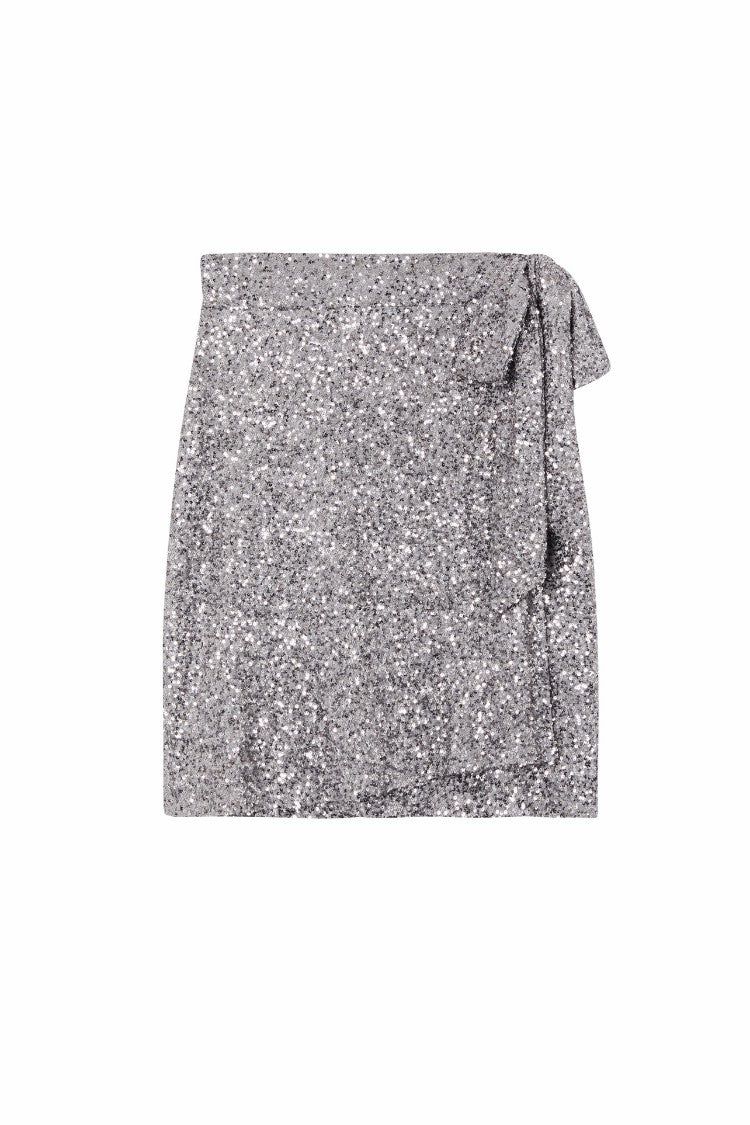 Never Fully Dressed Gunmetal Sequin Mini Jaspre Skirt