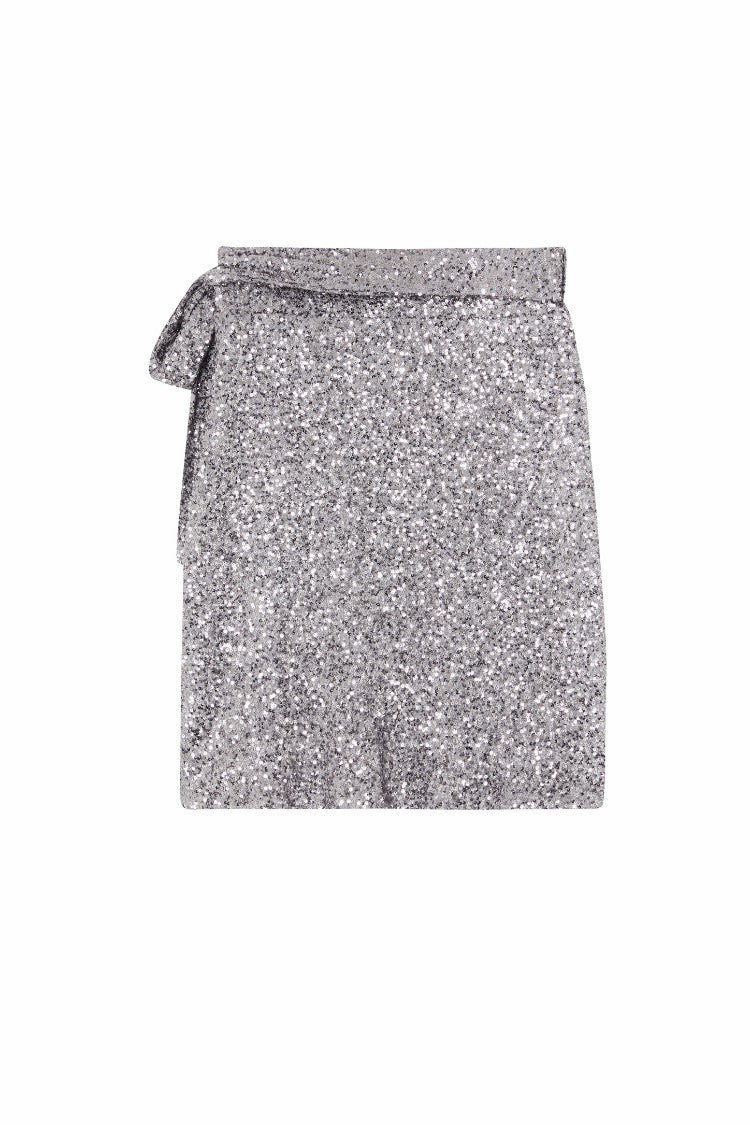 Never Fully Dressed Gunmetal Sequin Mini Jaspre Skirt