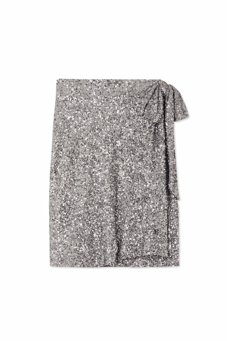 Never Fully Dressed Gunmetal Sequin Mini Jaspre Skirt