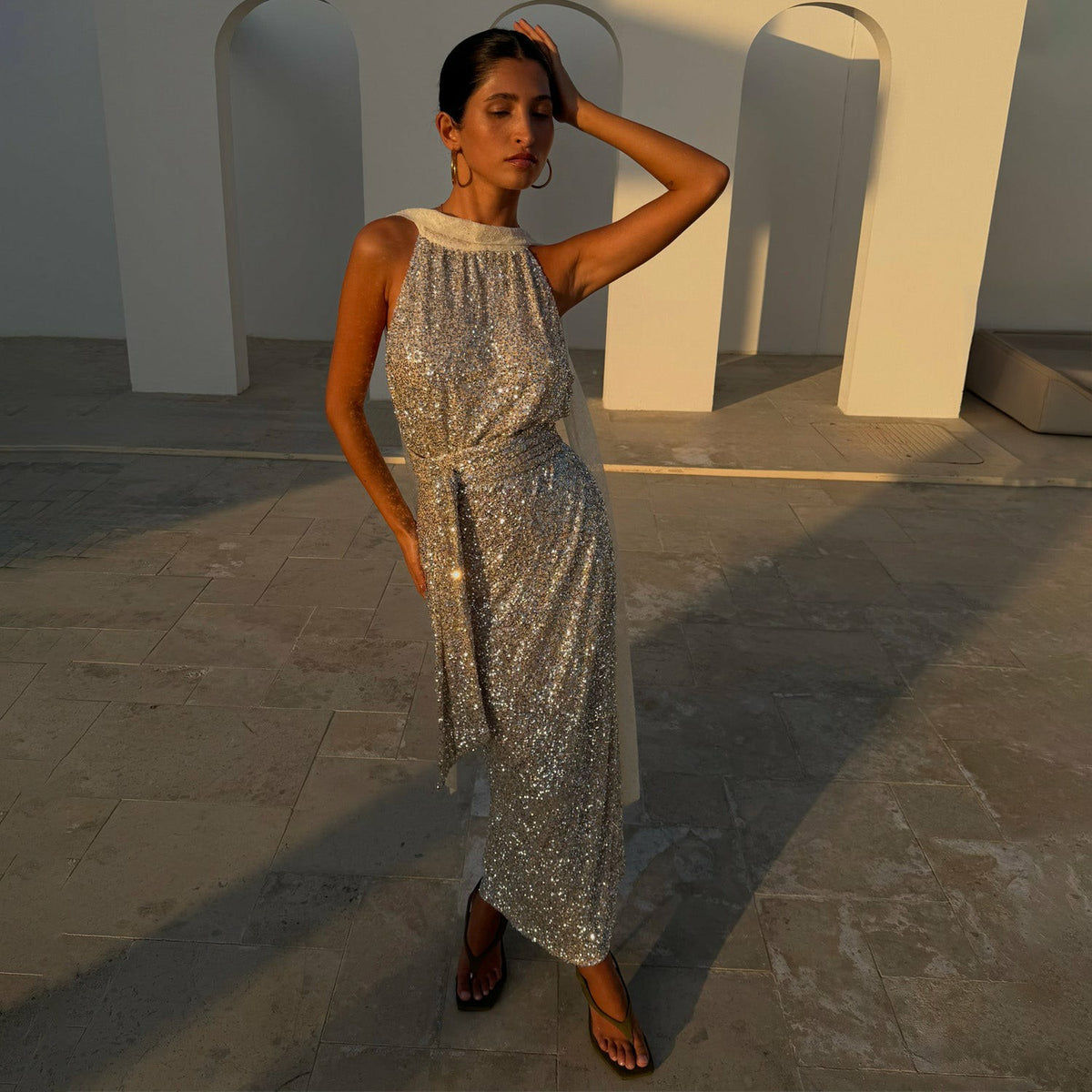 Never Fully Dressed Silver Sequin Maxi Wrap Jaspre Skirt
