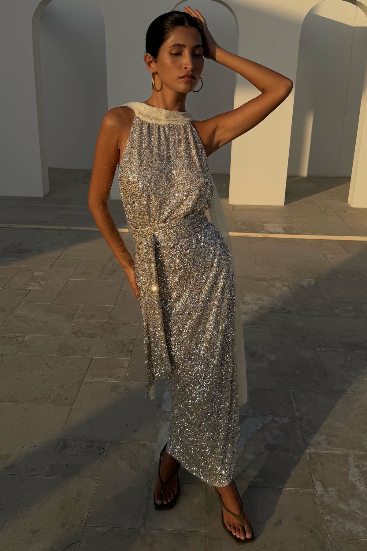 Never Fully Dressed Silver Sequin Maxi Wrap Jaspre Skirt