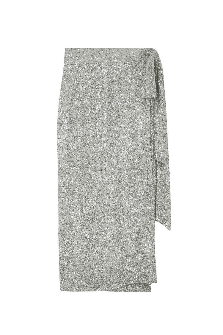 Never Fully Dressed Silver Sequin Maxi Wrap Jaspre Skirt