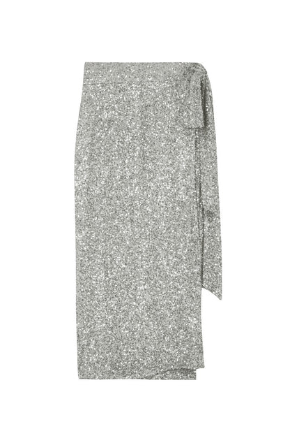 Never Fully Dressed Silver Sequin Maxi Wrap Jaspre Skirt
