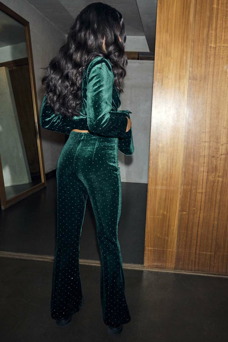 Never Fully Dressed Emerald Velvet Trousers