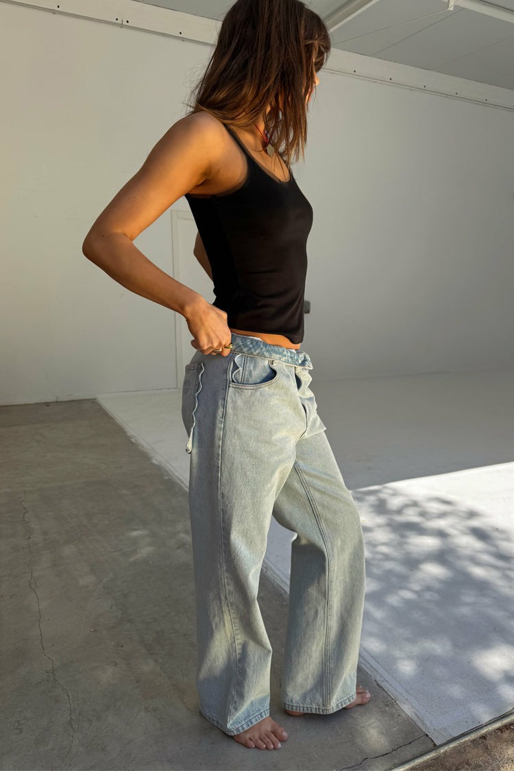 Never Fully Dressed Scallop Detail Straight Leg Jeans