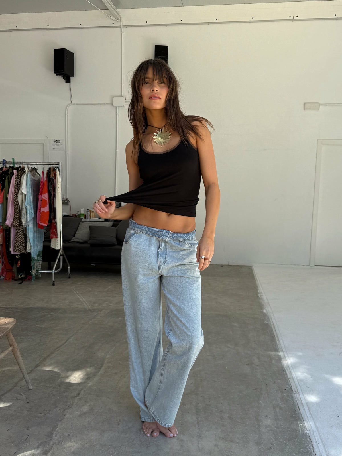 Never Fully Dressed Scallop Detail Straight Leg Jeans