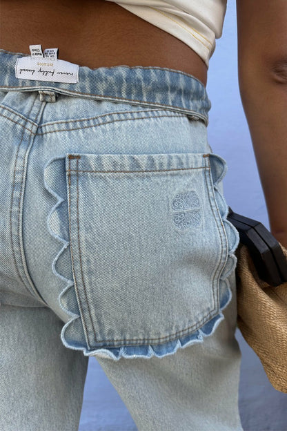 Never Fully Dressed Scallop Detail Straight Leg Jeans