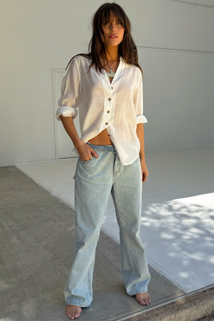Never Fully Dressed Scallop Detail Straight Leg Jeans