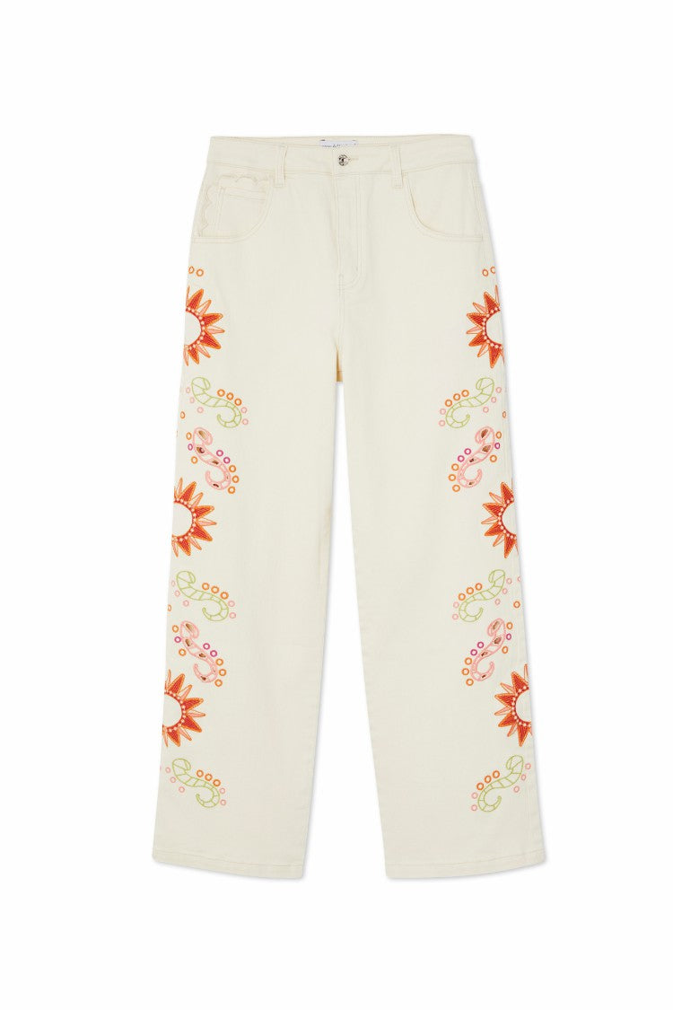 Never Fully Dressed Ecru Enchanted Cut Work Scallop Jeans
