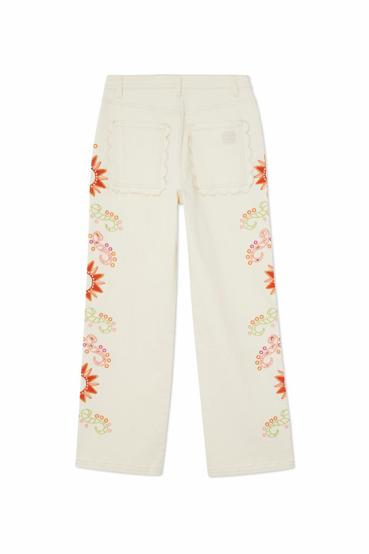 Never Fully Dressed Ecru Enchanted Cut Work Scallop Jeans
