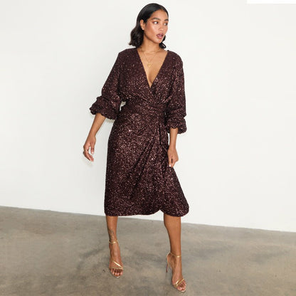 Never Fully Dressed Chocolate Sequin Vienna Dress