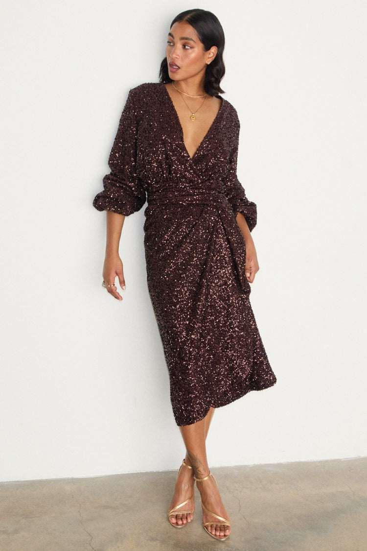 Never Fully Dressed Chocolate Sequin Vienna Dress