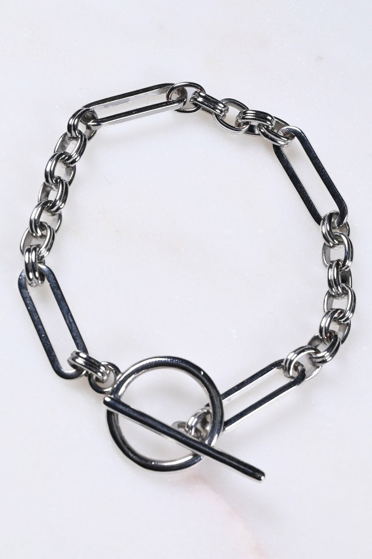 Never Fully Dressed Bespoke Chain Bracelet with T Bar Silver