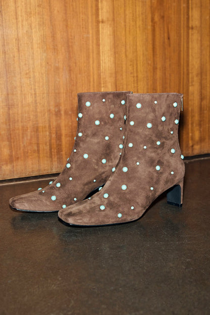 Never Fully Dressed Chocolate Studded Suede Boots