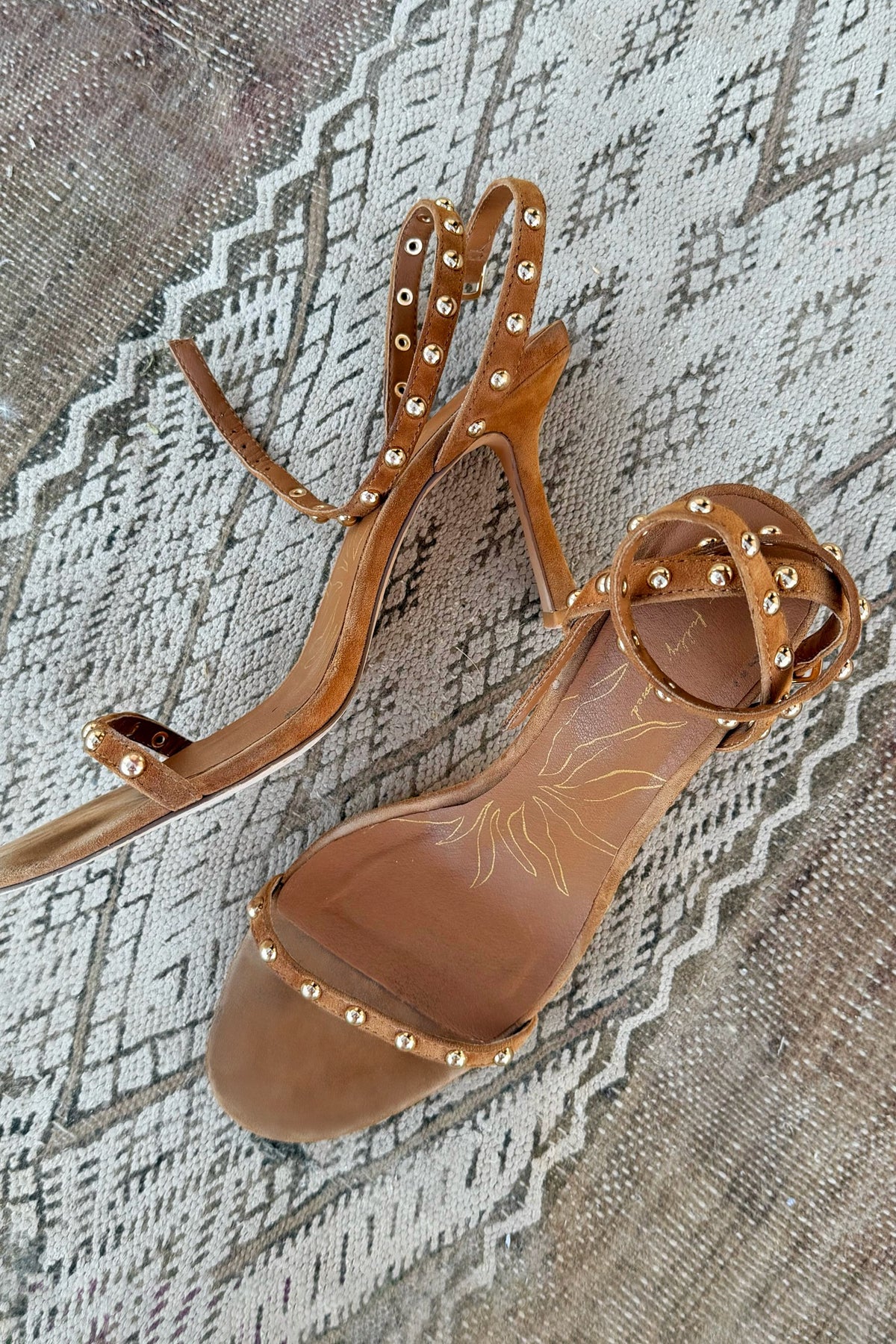 Never Fully Dressed Tan Stud High Heels
