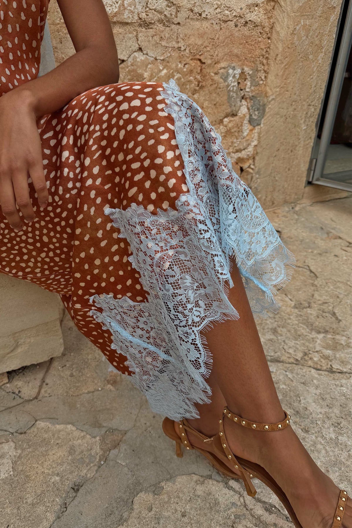 Never Fully Dressed Tan Stud High Heels