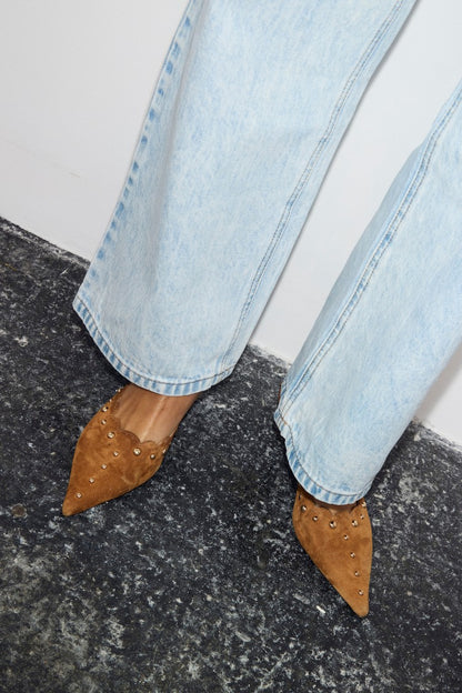Never Fully Dressed Suede Scallop City Mules