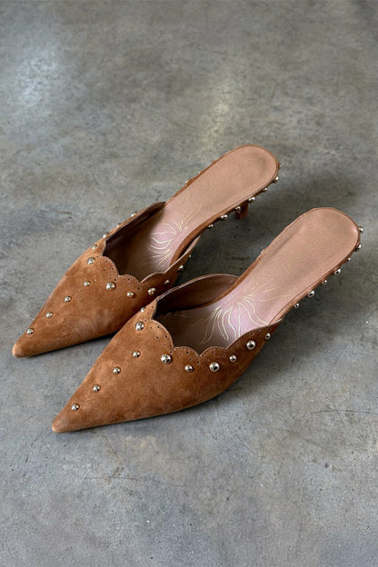 Never Fully Dressed Suede Scallop City Mules