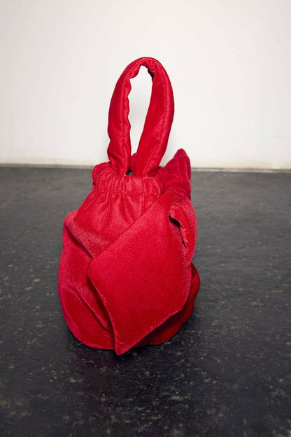 Never Fully Dressed Red Velvet Bow Bag