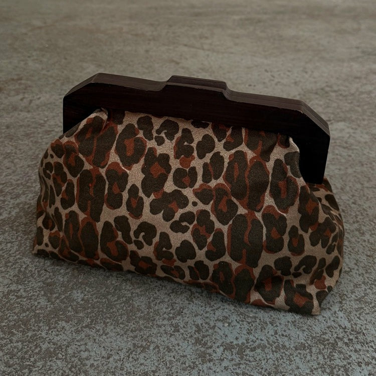Never Fully Dressed Lucia Leopard Denim Bag