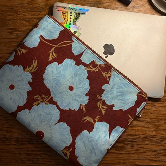 Never Fully Dressed Blue & Burgundy Poppy Laptop Case