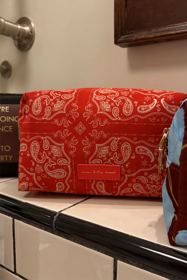 Never Fully Dressed Red Bandana Reversible Make Up Bag