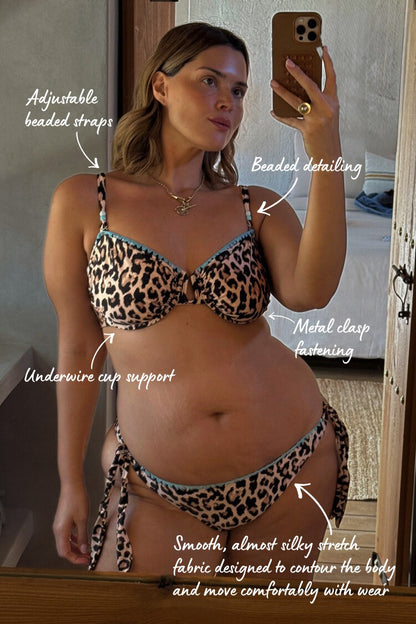 Never Fully Dressed Leopard Whipstitch Bikini Top