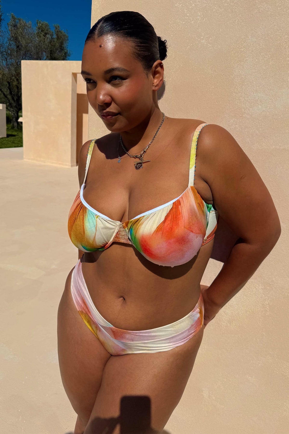 Never Fully Dressed Abstract Ruched Bikini Top