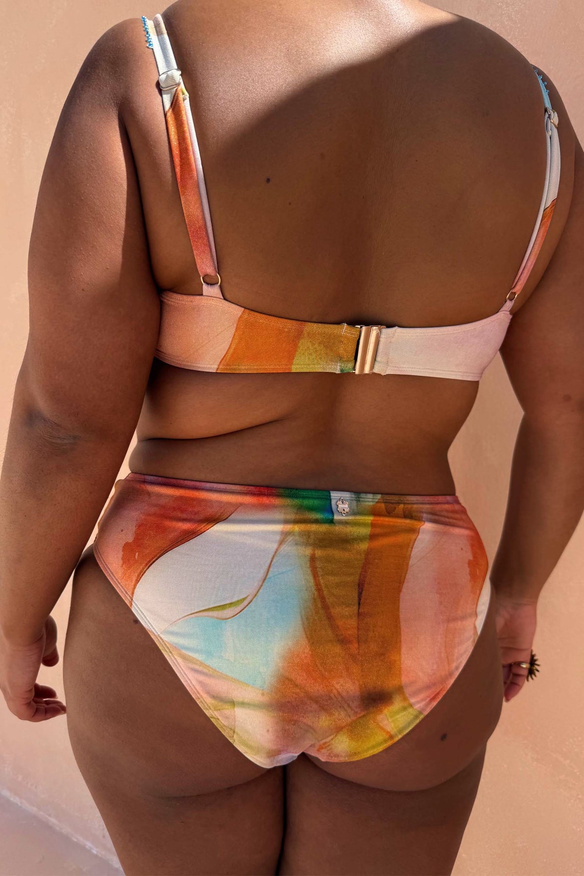 Never Fully Dressed Abstract V Front Bikini Brief in Sunset Print
