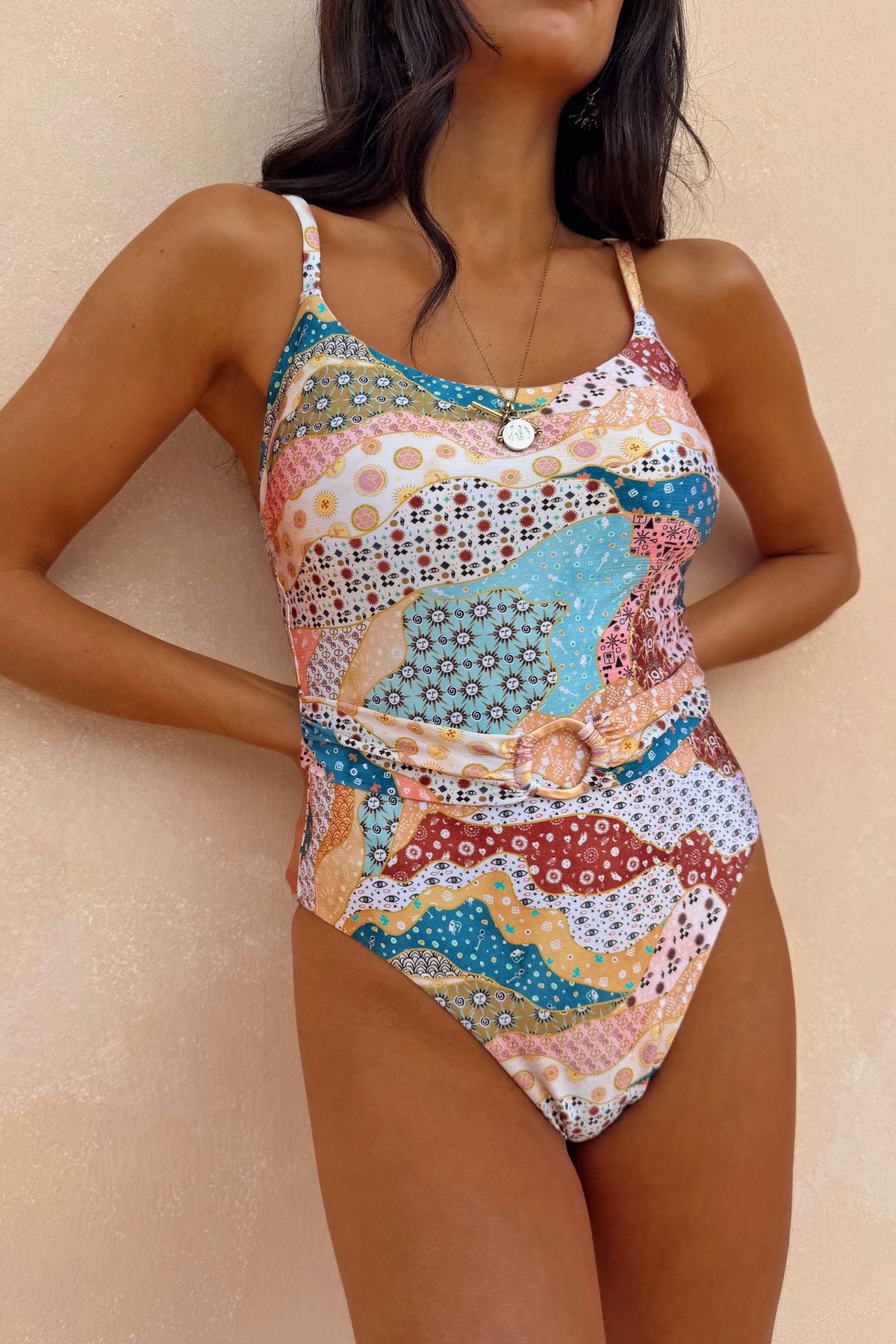Never Fully Dressed Morocco Print Swimsuit with Belt