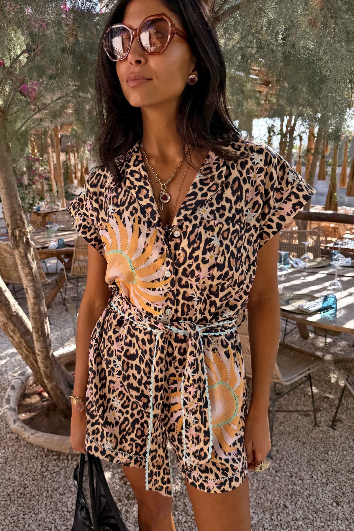 Never Fully Dressed Leopard Print Playsuit with Tie Waist
