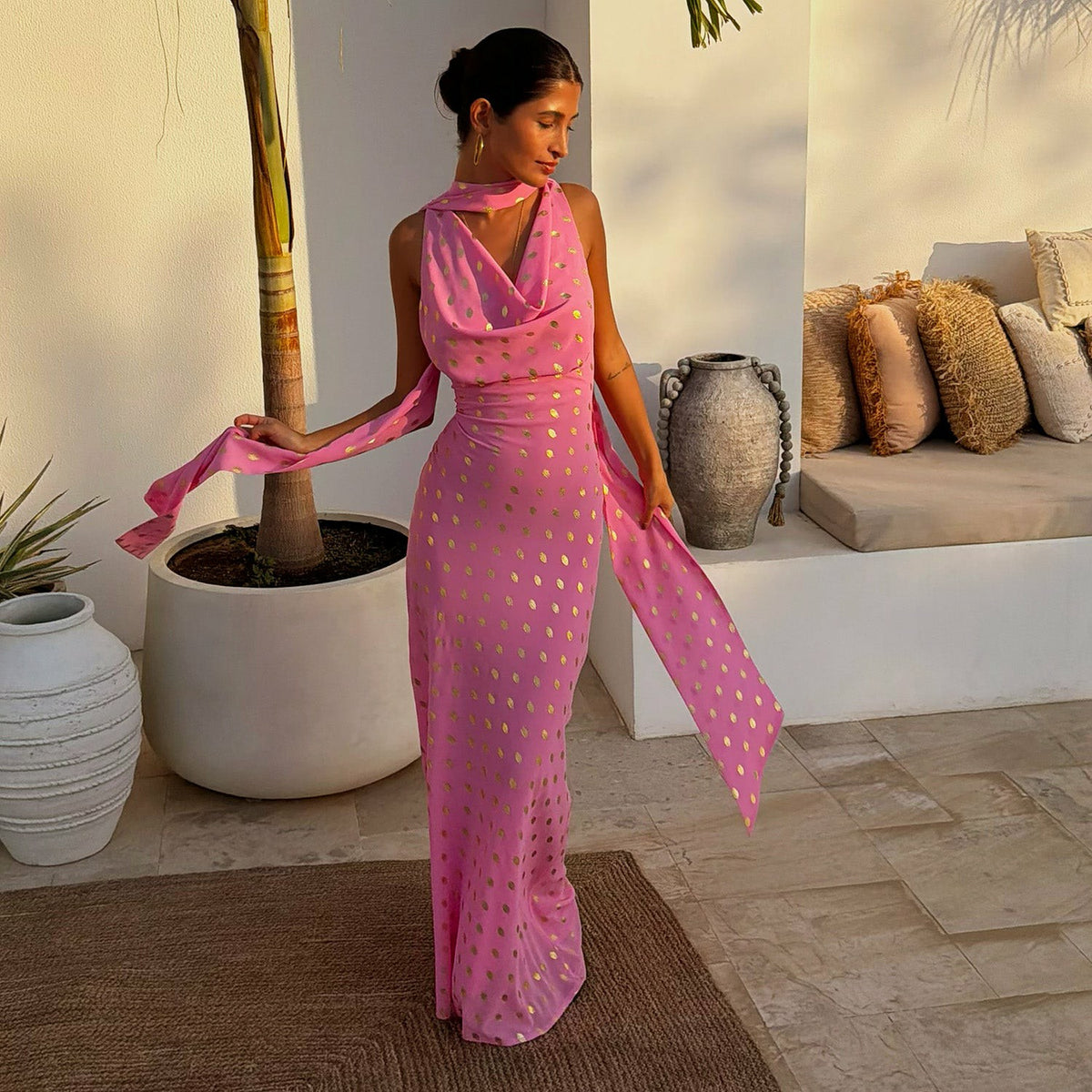 Never Fully Dressed Pink Sophie Dress with Gold Fleck