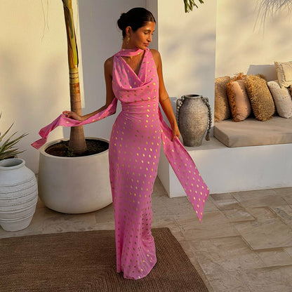 Never Fully Dressed Pink Sophie Dress with Gold Fleck