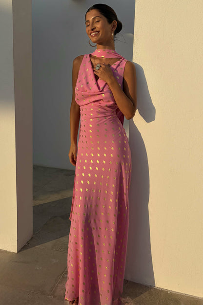 Never Fully Dressed Pink Sophie Dress with Gold Fleck