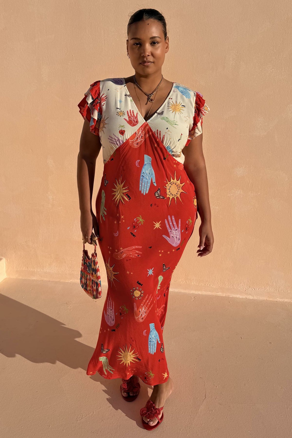 Never Fully Dressed Red Celestial Midi Dress Petite