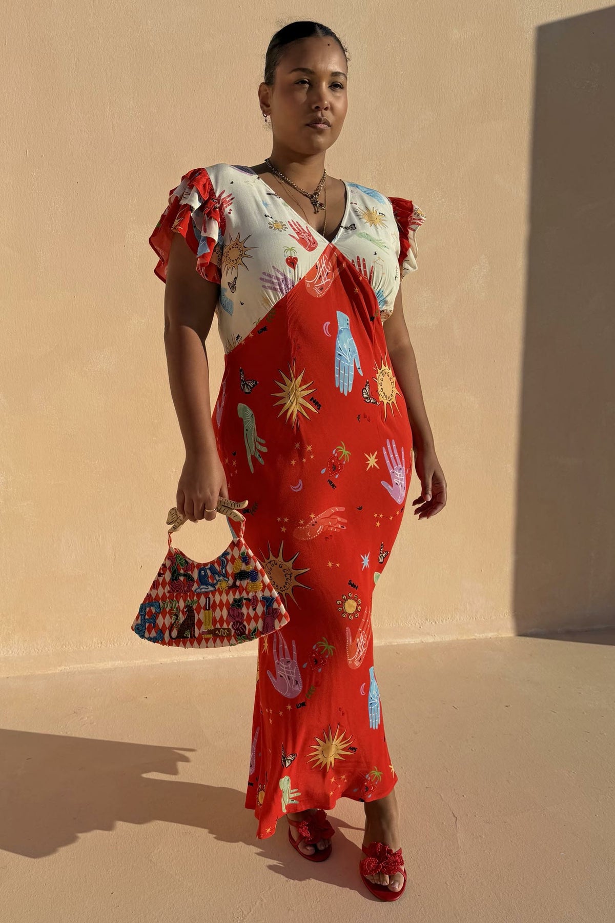 Never Fully Dressed Red Celestial Midi Dress Petite