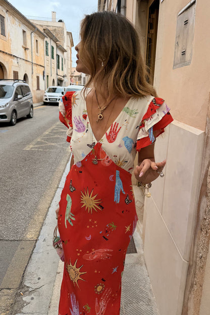 Never Fully Dressed Red Celestial Midi Dress Petite