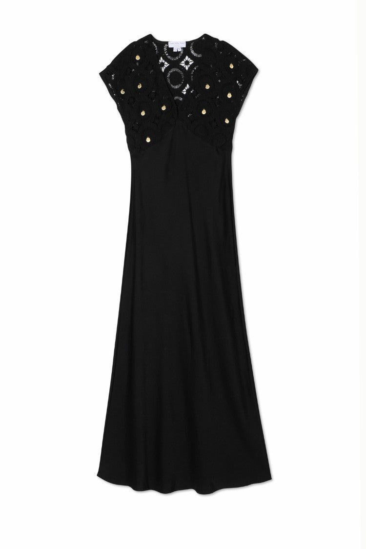 Never Fully Dressed Black Crochet Shell Elodie Dress Petite