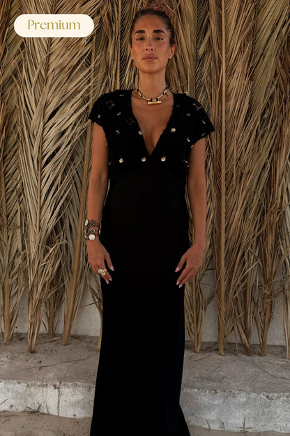 Never Fully Dressed Black Crochet Shell Elodie Dress Petite